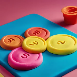 BUNTE KNETE AUF EINEM TISCH